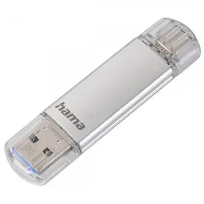Stick memorie Hama C-Laeta, 128GB, USB 3.0 Tip A/USB 3.1 Tip C, Silver