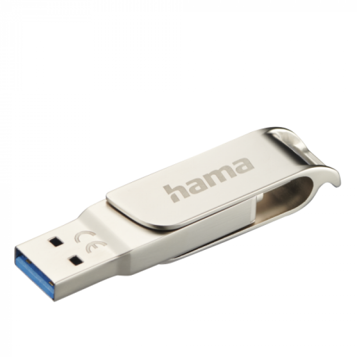 Stick memorie Hama C-Rotate Pro, 128GB, USB 3.0 Tip A/USB 3.1 Tip C, Silver