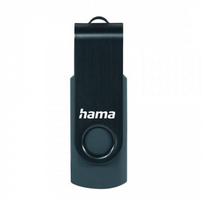 Stick memorie Hama Rotate, 64GB, USB 3.0, Petrol Blue