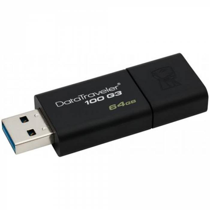 Stick memorie Kingston DataTraveler 100 G3 64GB, USB3.0, Black