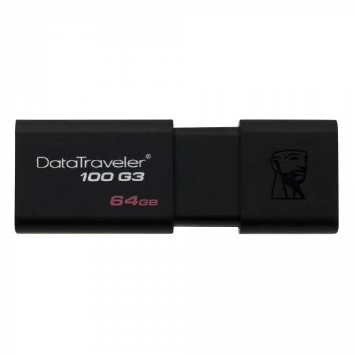Stick memorie Kingston DataTraveler 100 G3 64GB, USB3.0, Black