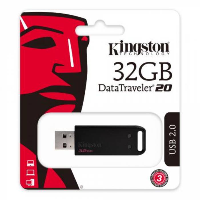 Stick Memorie Kingston DataTraveler 20, 32GB, USB 2.0, Black