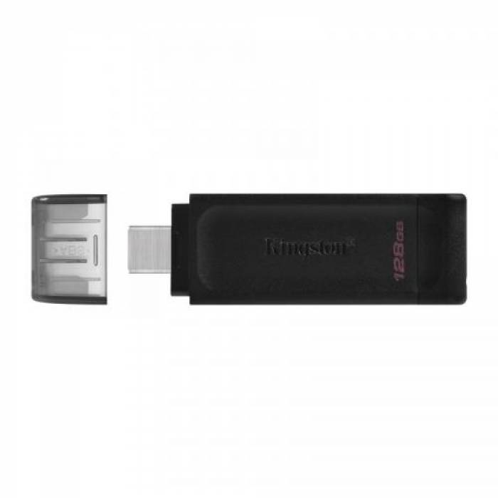 Stick memorie Kingston DataTraveler 70 128GB, USB 3.2 tip C, Black