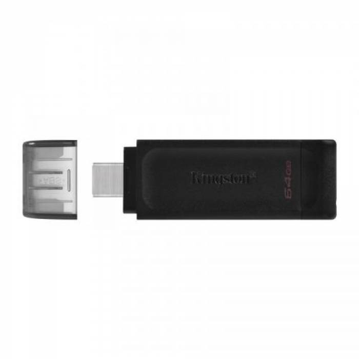 Stick memorie Kingston DataTraveler 70 64GB, USB 3.2 tip C, Black