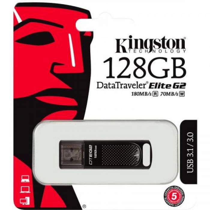 Stick Memorie Kingston DataTraveler Elite G2 128GB, USB 3.0, MetalBlack
