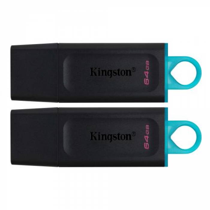 Stick memorie Kingston DataTraveler Exodia 32GB, USB 3.0, Black-Teal, 2 Pack