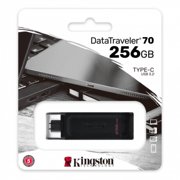Stick memorie Kingston DT70, 256GB, USB-C, Black
