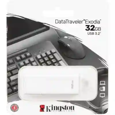 Stick memorie Kingston Exodia 32GB, USB 3.0, White