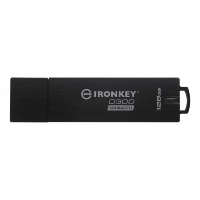 Stick memorie Kingston IronKey D300 Managed, 128GB, USB 3.0, Black