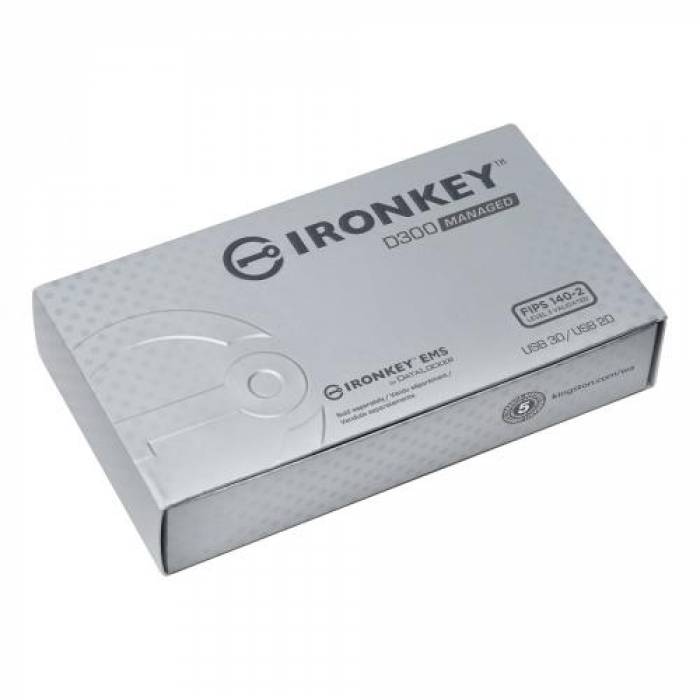 Stick memorie Kingston IronKey D300 Managed, 128GB, USB 3.0, Black