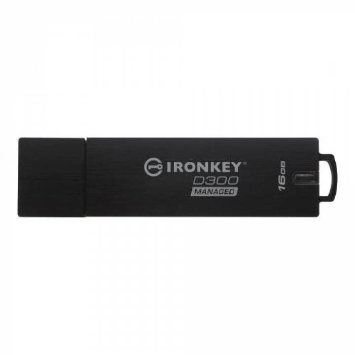 Stick memorie Kingston IronKey D300 Managed, 16GB, USB 3.0, Black