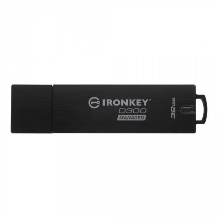 Stick memorie Kingston IronKey D300 Managed, 32GB, USB 3.0, Black