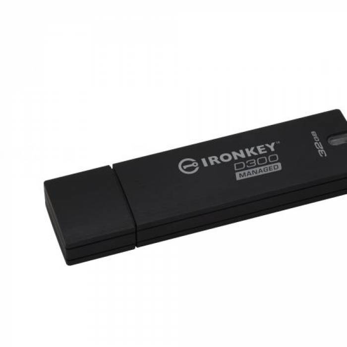Stick memorie Kingston IronKey D300 Managed, 32GB, USB 3.0, Black