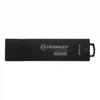 Stick memorie Kingston IronKey D300 Managed, 64GB, USB 3.0, Black