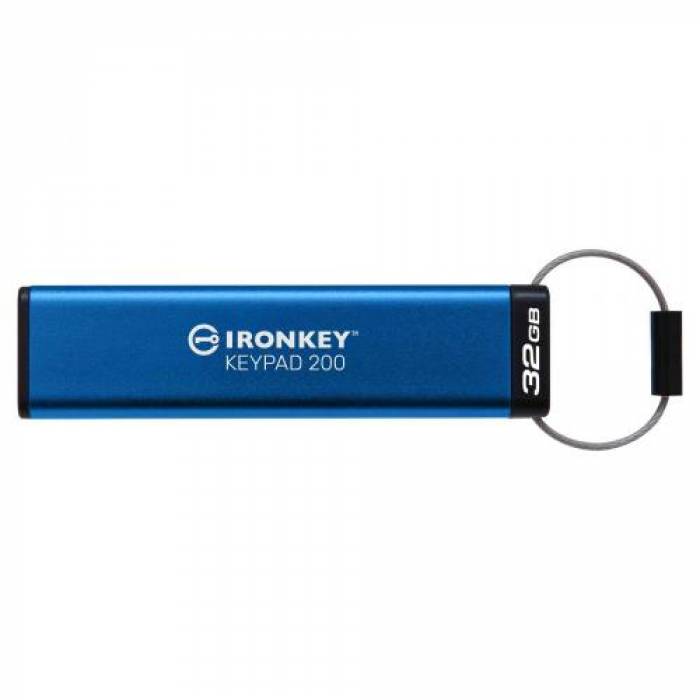 Stick Memorie Kingston IronKey Keypad 200 32GB, USB 3.0, Blue