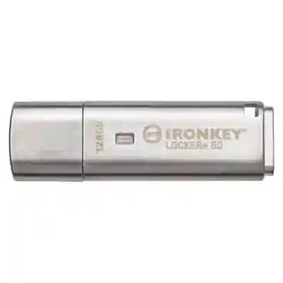 Stick Memorie Kingston IronKey Locker+50 128GB, USB 3.2 Gen 1, Silver