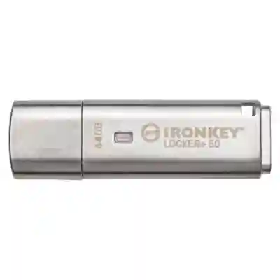 Stick Memorie Kingston IronKey Locker+50 64GB, USB 3.2 gen 1, Silver