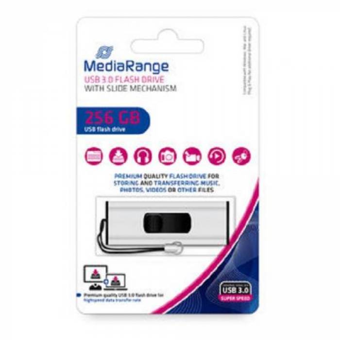Stick memorie MediaRange MR919 256GB, USB 3.0, Silver