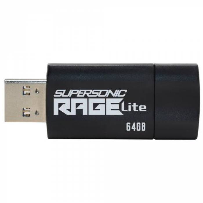 Stick memorie Patriot Supersonic Rage Lite 64GB, USB3.0, Black