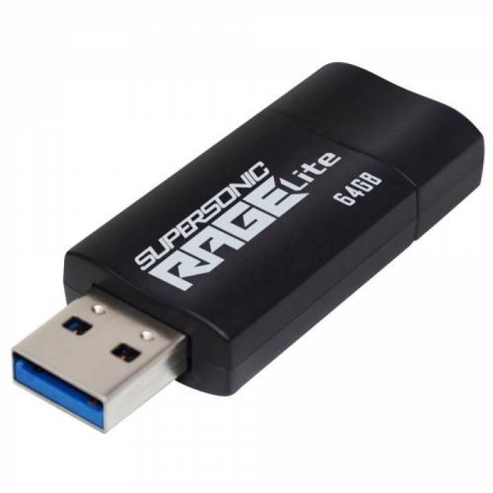 Stick memorie Patriot Supersonic Rage Lite 64GB, USB3.0, Black