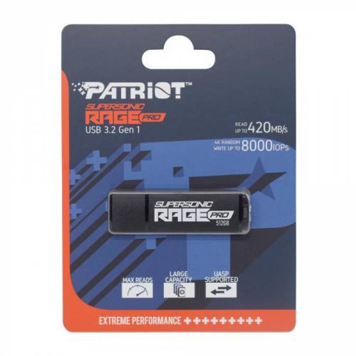 Stick memorie Patriot Supersonic Rage Pro 512GB, USB3.0, Black