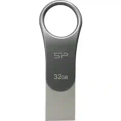 Stick Memorie Silicon Power Mobile C80 32GB, USB 3.1/USB type C, Titanium