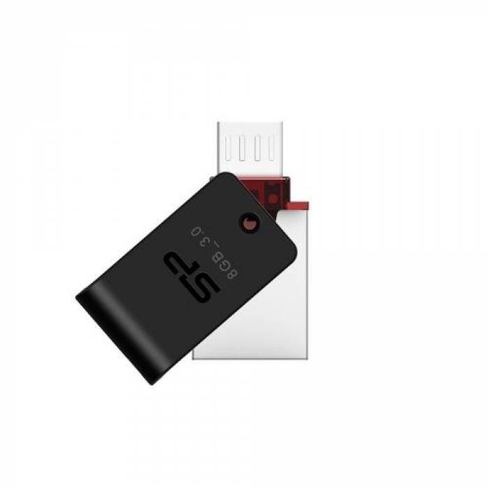 Stick Memorie Silicon Power Mobile X31 OTG 8GB, USB 3.1, MIcroUSB, Black-Silver