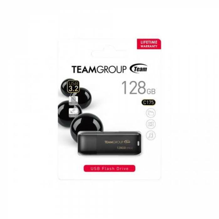 Stick Memorie TeamGroup C175 128GB, USB 3.0, Black