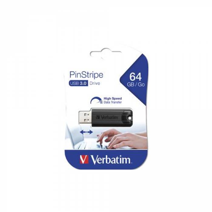 Stick memorie Verbatim 64GB, USB 3.0, Black