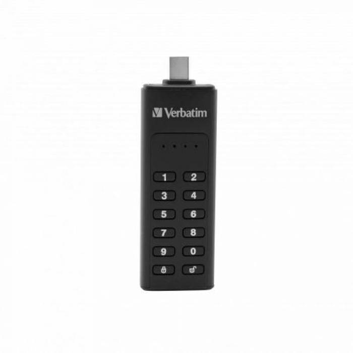 Stick memorie Verbatim Keypad Secure, 64GB, USB-C, Black