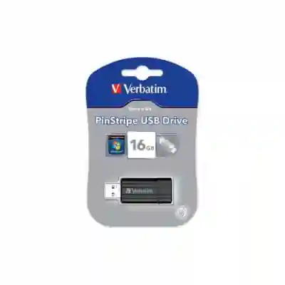 Stick Memorie Verbatim Store 'n' Go PinStripe 16GB, USB 2.0, black