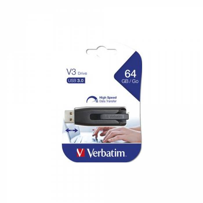 Stick memorie Verbatim Store 'n' Go V3 64GB, USB 3.0, Black