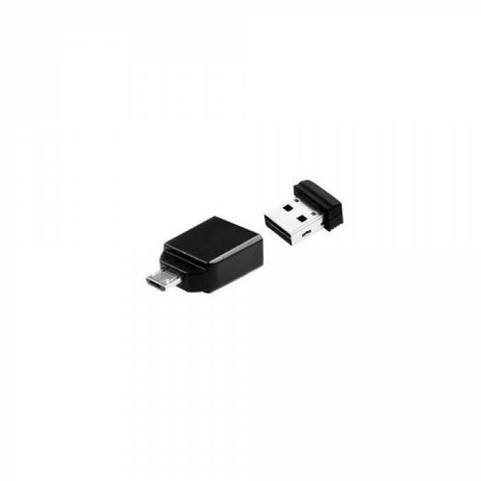 Stick memorie Verbatim STORE 'N' STAY 16GB, USB 2.0, Black + OTG Adaptor