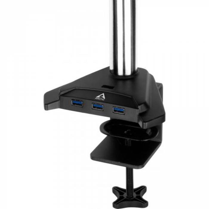 Suport Arctic Z2 Basic cu hub USB 3.0 pentru 2 monitoare, Black