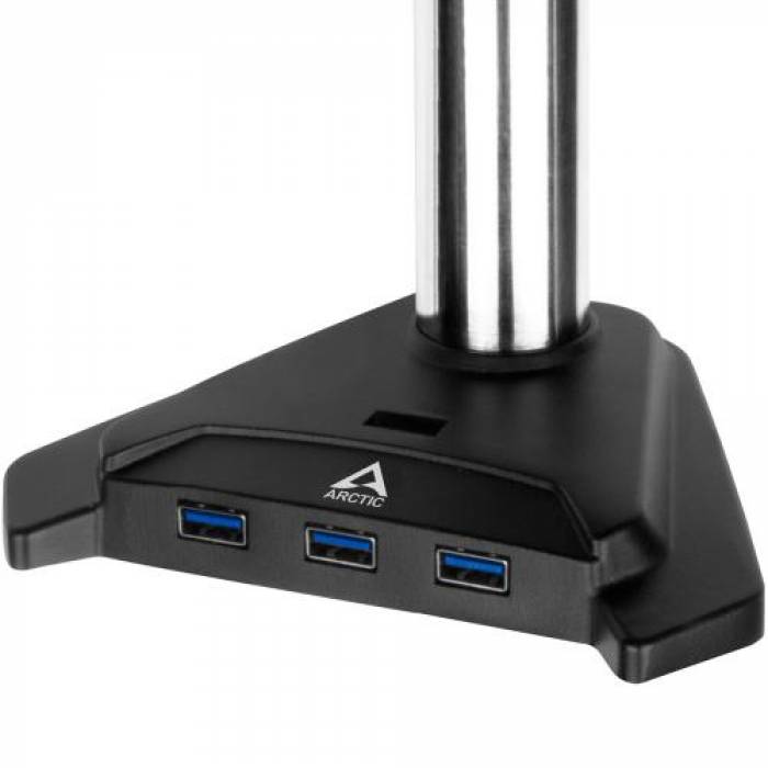Suport Arctic Z2 Pro (Gen 3) cu Hub USB pentru 2 monitoare, Black