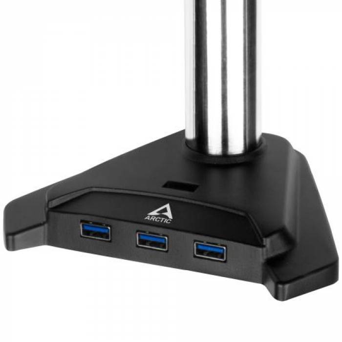 Suport Arctic Z3 Pro (Gen 3) cu Hub USB pentru 3 monitoare, Black