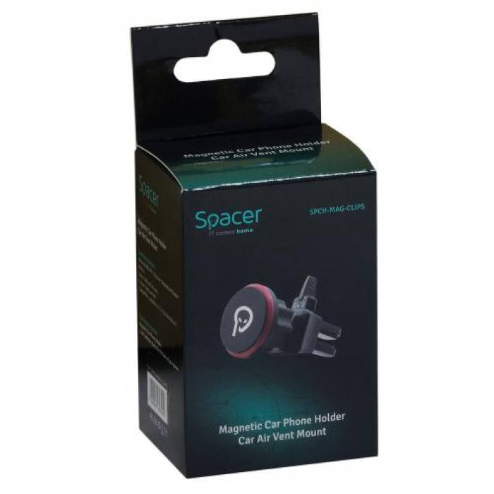 Suport auto magnetic Spacer SPCH-MAG-CLIPS, Black