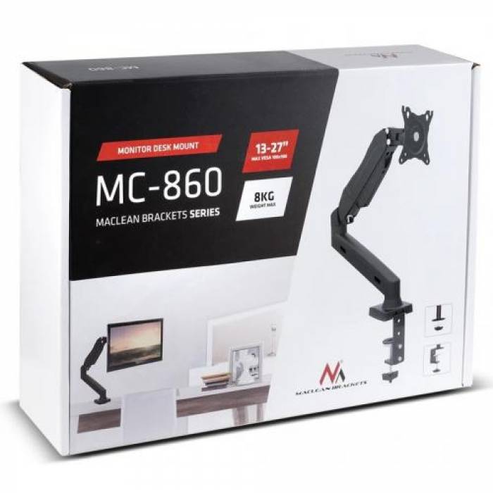 Suport monitor Maclean MC-860, 13-27inch, Black