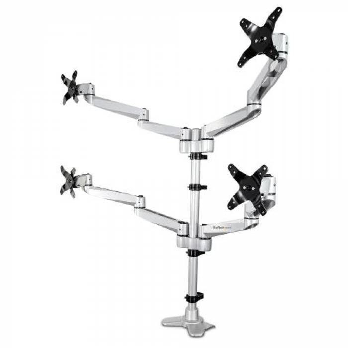 Suport monitor Startech ARMQUADPS, 13-27inch, Silver