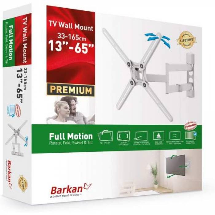 Suport TV Barkan 3400W.W, 29-65inch, White