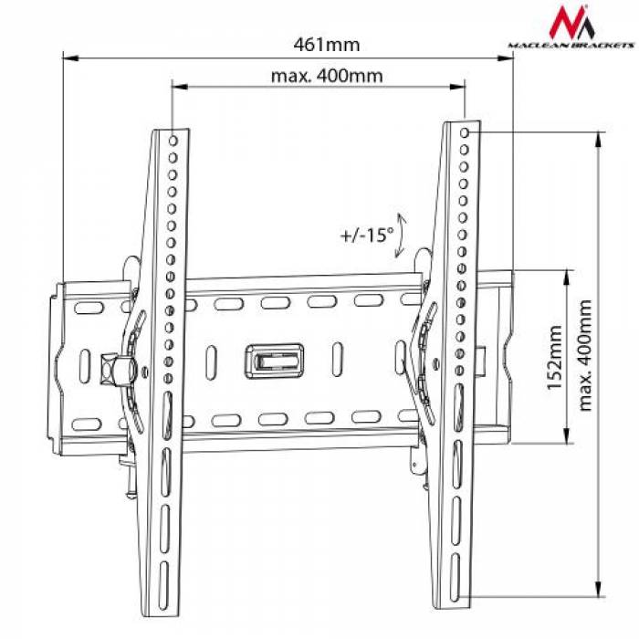 Suport TV Maclean MC-778, 26-55inch, Black