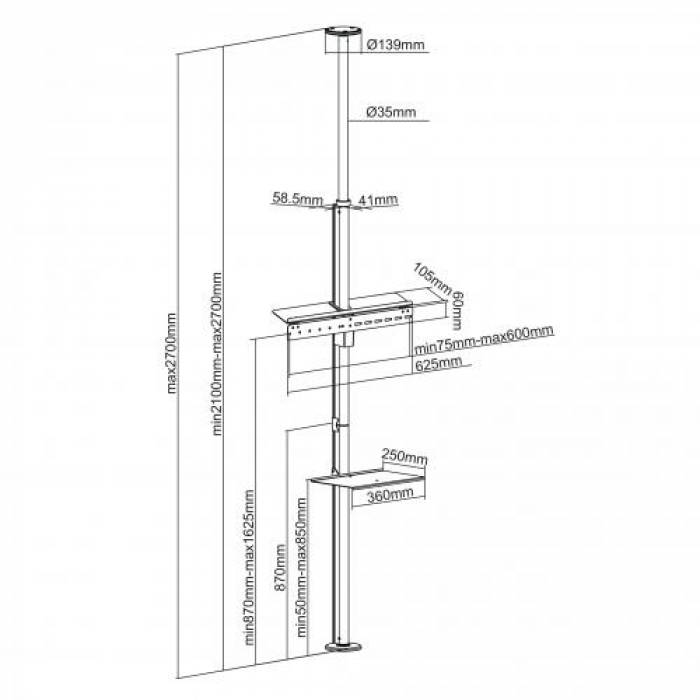 Suport TV Maclean MC-791N, 37-70inch, Gray Suport TV Maclean MC-791N, 37-70inch, Gray
