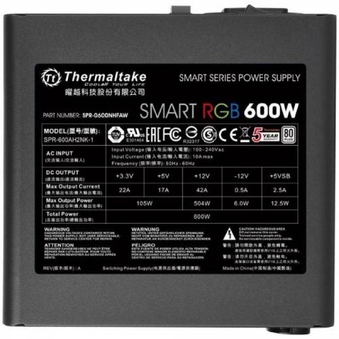 Sursa Thermaltake Smart RGB, 600W
