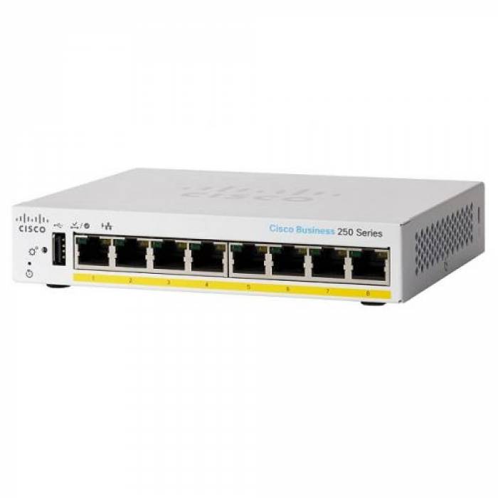 Switch Cisco CBS250-8PP-D-EU, 8 Porturi, PoE