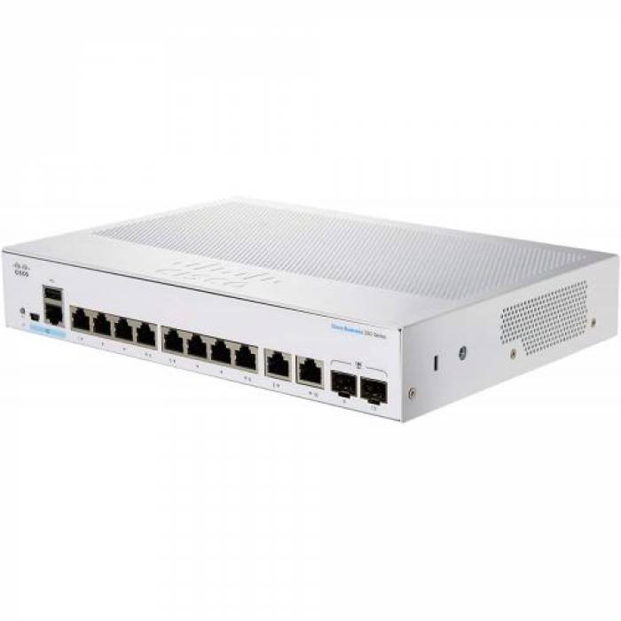 Switch Cisco CBS350-8MP-2X, 8 porturi