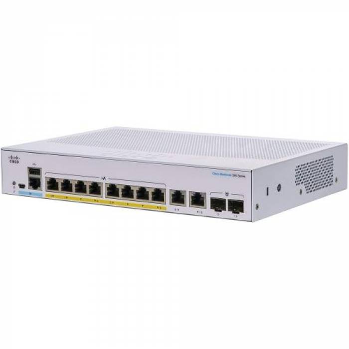 Switch Cisco CBS350-8S-E-2G, 8 porturi