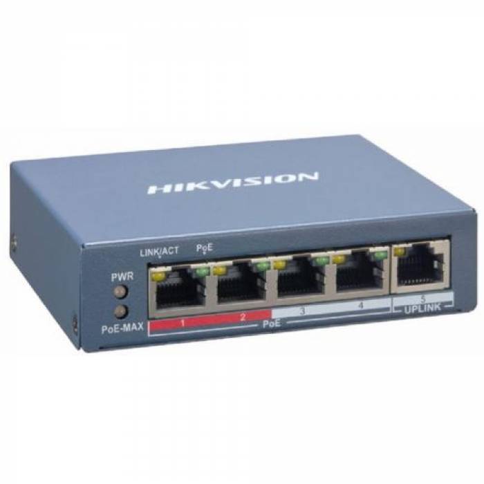 Switch Hikvision DS-3E1105P-EI, 4 porturi, PoE