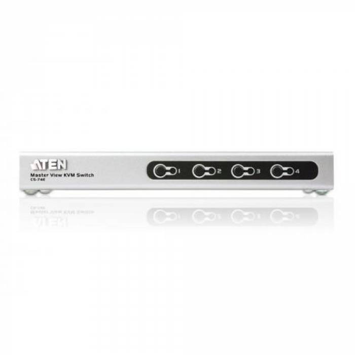 Switch KVM ATEN CS74E, 4x PS/2, Silver