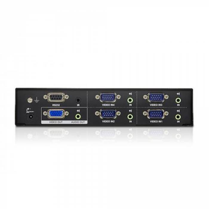 Switch KVM ATEN VS0401, 4x VGA, Black