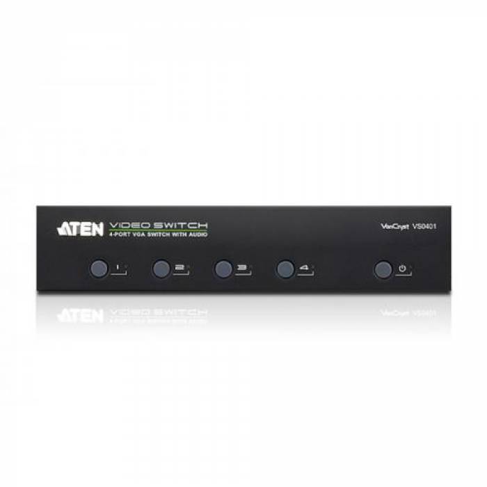 Switch KVM ATEN VS0401, 4x VGA, Black